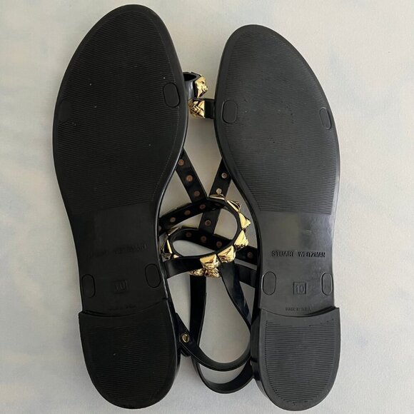 Stuart Weitzam Strapy Black & Gold Jelrose Sandals - Picture 6 of 7